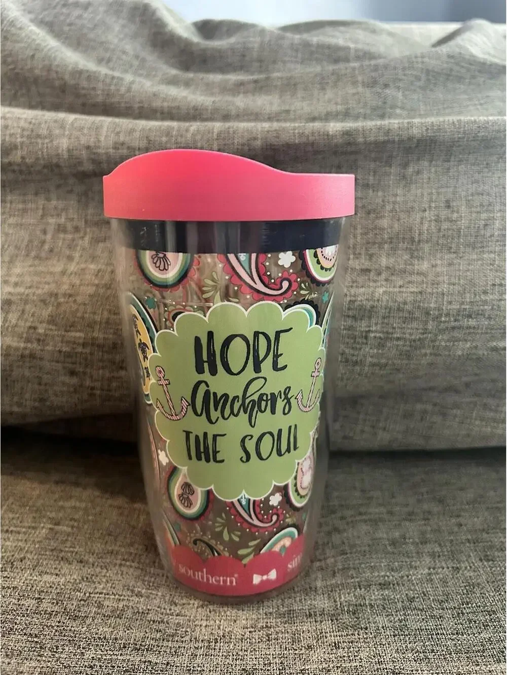 Tervis Tumbler x Simply Southern Hope Anchors The Soul Paisley 16oz Pink Lid